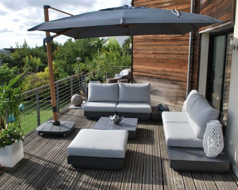 Parasol Déporté 3×3 Deluxe – Heat Transfer _ Mobilier de jardin - Taravello