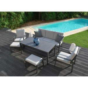 salon de jardin repas aluminium 7 places ATLANTICO- Taravello